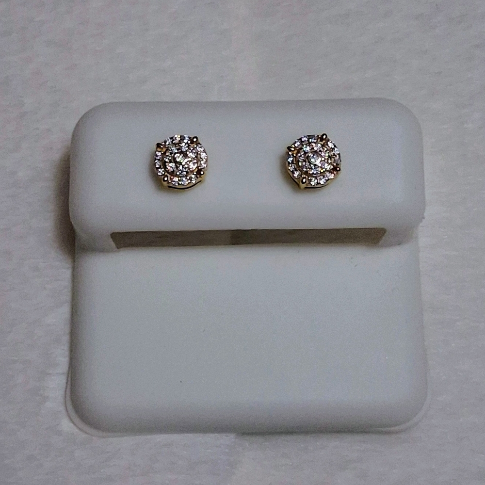 Gold Over 925 SS Moissanite Screwback Earrings